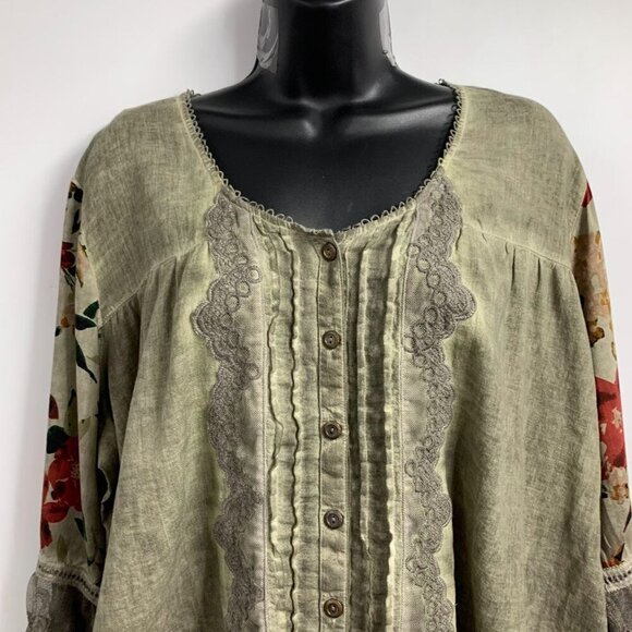 Gretty Zueger Women's Boho Floral Embroidered Blouse Tunic Top Size XL - Picture 4 of 11